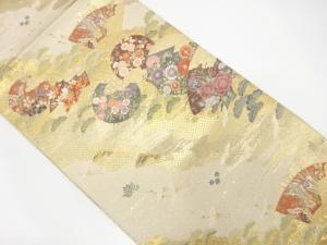 道長取りに花丸模様織り出し袋帯